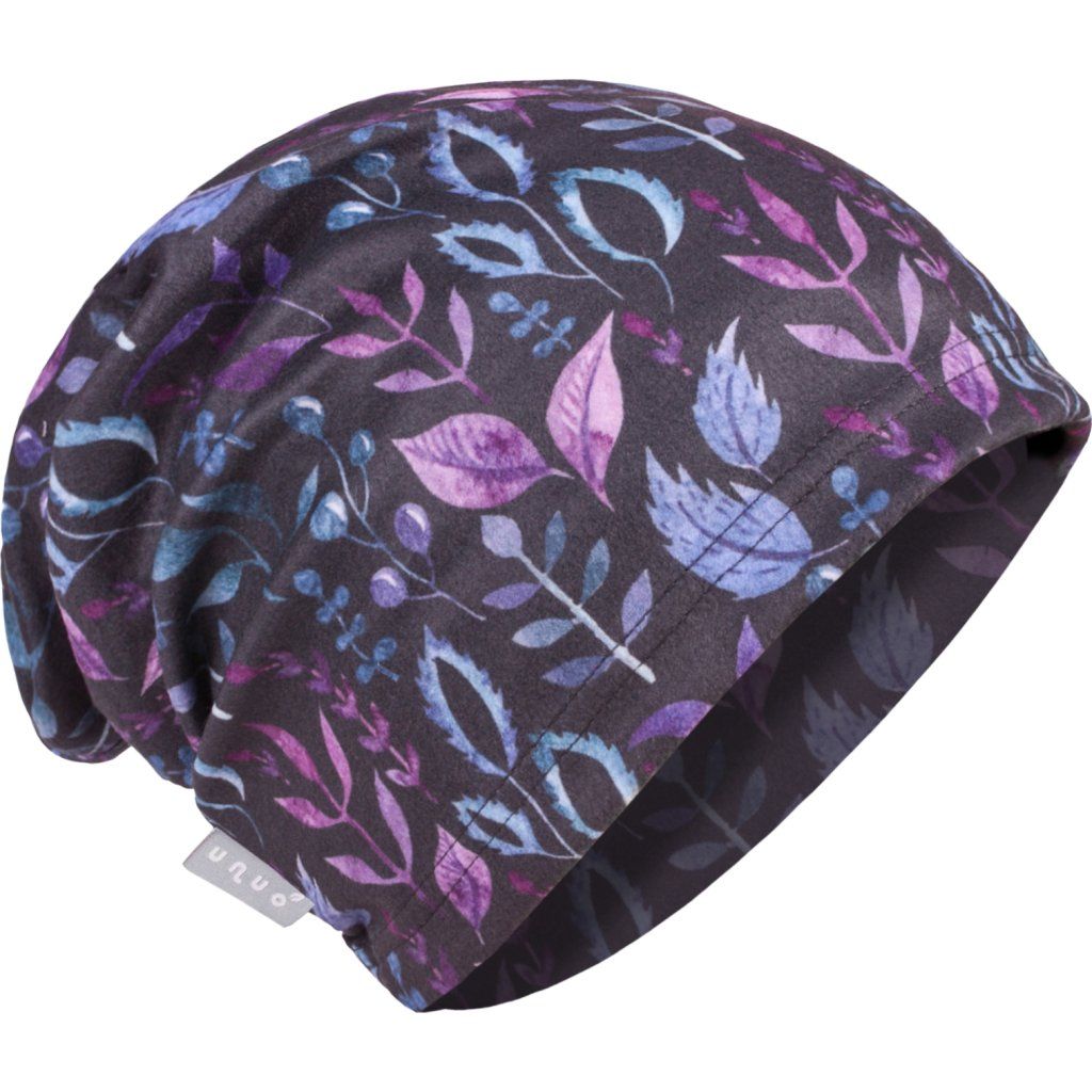 Dámská čepice UNUO fleecová spadená, Lístečky (Velikost Dámská (56 - 58 cm))