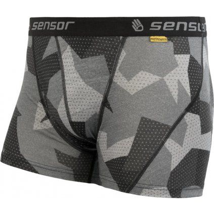 Pánské termo boxerky SENSOR Merino impress šedá (Velikost S, Barva černá)