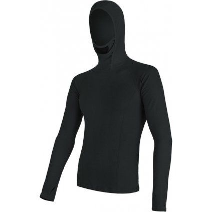 Pánské merino tričko s kapucí SENSOR df černá (Velikost XL, Barva černá)