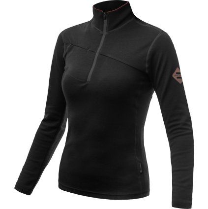 Dámská mikina SENSOR Merino upper černá zip (Velikost L, Barva černá)
