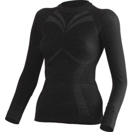 Dámské merino triko LASTING Watala černá (Velikost L/XL)