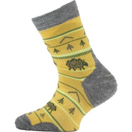 Dětské merino ponožky LASTING Tjl hořčicové (Velikost (34-37) S)