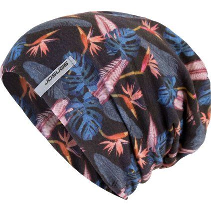 Čepice SENSOR Merino impress černá/floral (Velikost L, Barva černá)