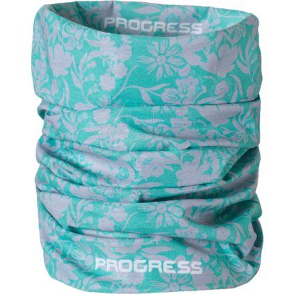 Multifunkční šátek PROGRESS Tube mint-šedá floral (Velikost UNI)
