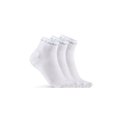 Tenké funkční ponožky CRAFT CORE Dry Mid 3-pack - bílá (Velikost 34-36)