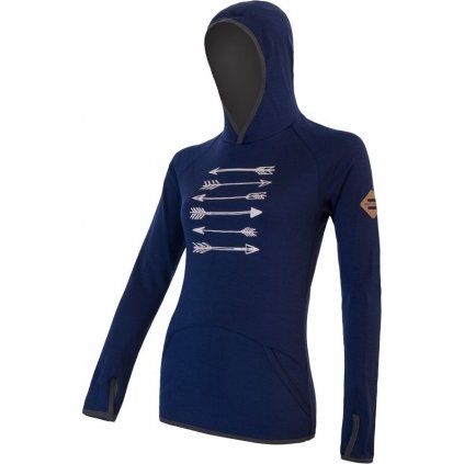 Dámská mikina SENSOR Merino Upper Arrows deep blue (Velikost M, Barva modrá)