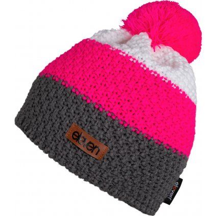 pletena cepice eleven pom pink