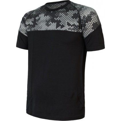 Pánské merino triko SENSOR Impress černá/honeycomb (Velikost L, Barva černá)