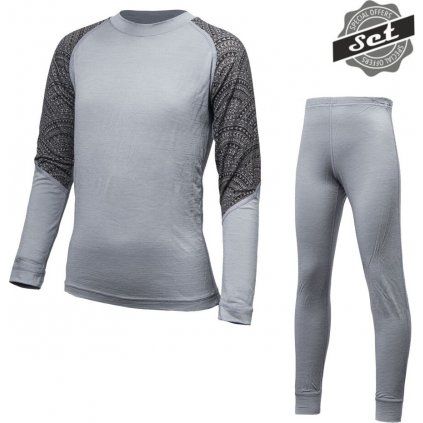 Dětský termo set SENSOR Merino Impress šedá/maori (Velikost 140, Barva šedá)