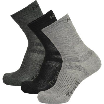 Unisex ponožky HUSKY Trail 3 páry černé/šedé (Velikost L (41-44))