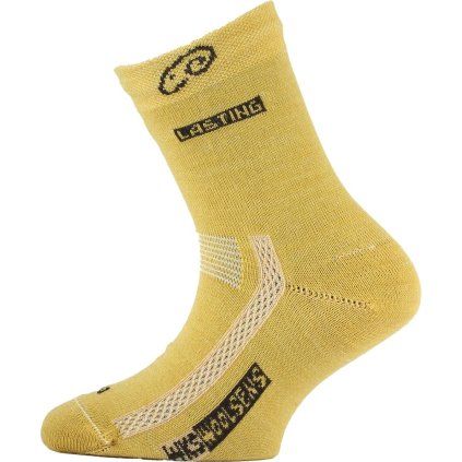 Dětské merino ponožky LASTING Tjs hořčicové (Velikost (34-37) S)