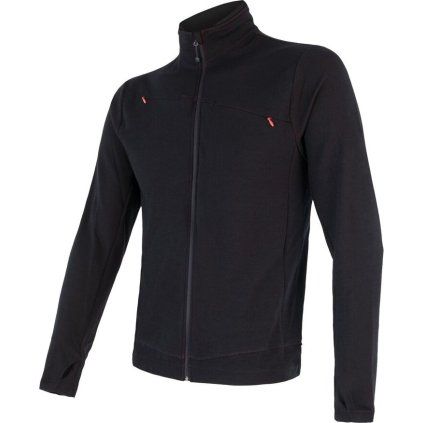 Pánská mikina SENSOR Merino upper černá zip (Velikost S, Barva černá)