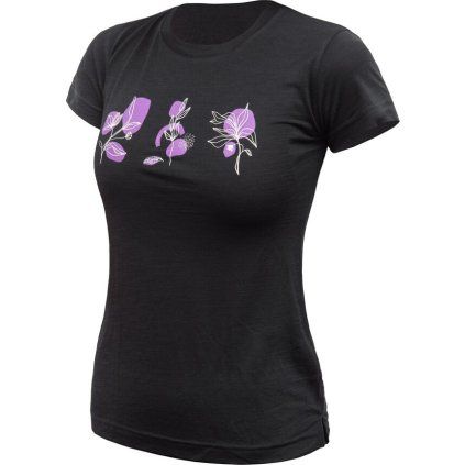 Dámské merino triko SENSOR Merino Air Bloom černé (Velikost S, Barva černá)