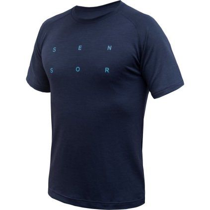Pánské merino triko SENSOR Blend Typo modré (Velikost L, Barva modrá)