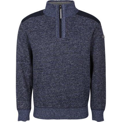 Pánský svetr PROGRESS Lofoten s krátkým zipem tm. modrý melír (Velikost M)