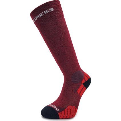 Kompresní merino podkolenky PROGRESS Compress vínové (Velikost 35-38)