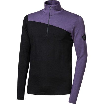 Pánská merino mikina SENSOR Extreme up černá/grape purple (Velikost M, Barva černá)