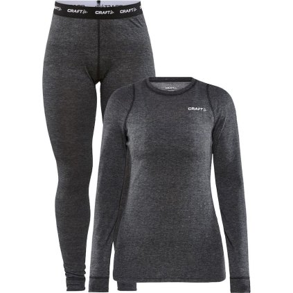 Dámský merino set CRAFT Core Wool černá žíhaná (Velikost L)