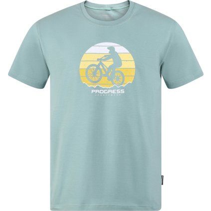 Pánské bambusové triko PROGRESS Barbar Biker zelenomodré (Velikost M)