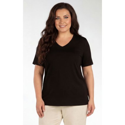 Dámské triko LITEX pro plnoštíhlé PLUS SIZE černé (Barva černá, Velikost XL)