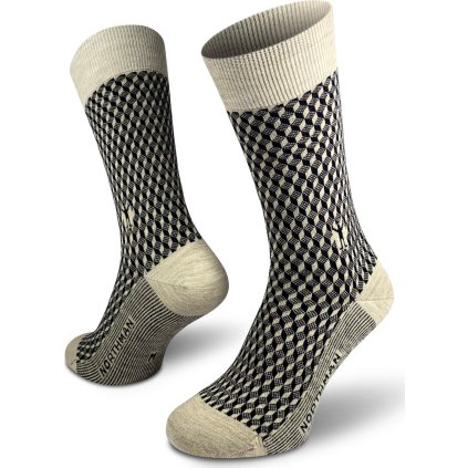 Merino ponožky NORTHMAN Horten bíločerné (Velikost 42-44)