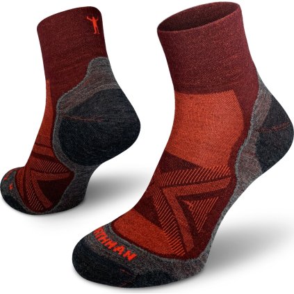 Bežecké merino ponožky NORTHMAN PRO Mid červené (Velikost 42-44)
