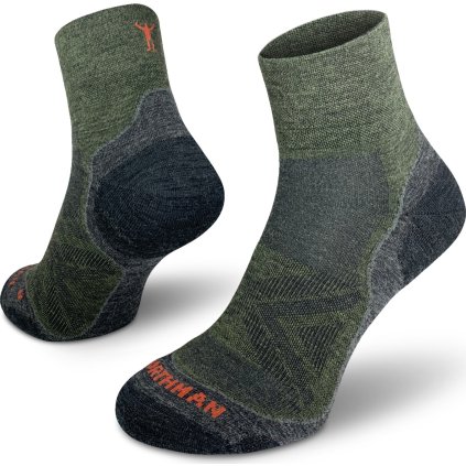 Běžecké merino  ponožky NORTHMAN PRO Mid tmavě zelené (Velikost 42-44)