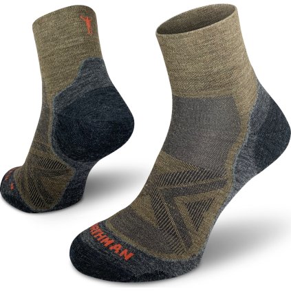 Běžecké merino ponožky NORTHMAN  PRO Mid hnědé (Velikost 42-44)