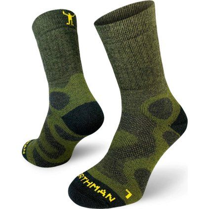 Turistické merino ponožky NORTHMAN Svarog tmavě zelené (Velikost 42-44)