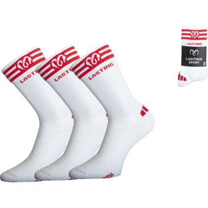 Unisex bavlněné ponožky LASTING NTL bílé/3 páry (Velikost S)