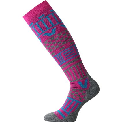 Unisex merino lyžařské podkolenky LASTING SLA růžová (Velikost S)