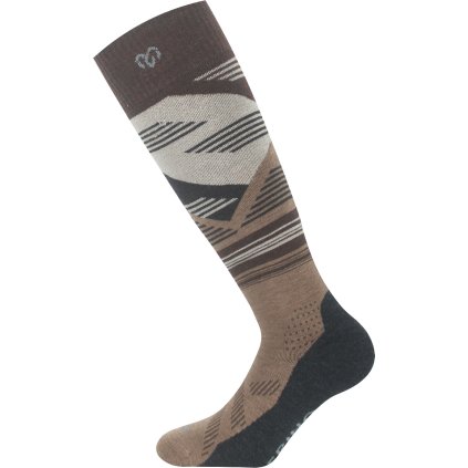 Unisex merino lyžařské podkolenky LASTING SIW hnědé (Velikost L)