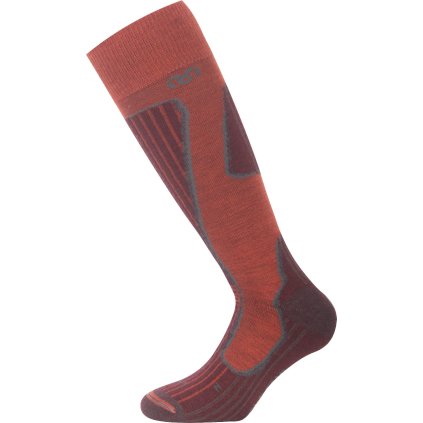 Unisex merino lyžařské podkolenky LASTING SWH hnědé (Velikost XL)