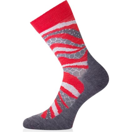 Unisex merino ponožky LASTING WLF červené (Velikost (46-49) XL)