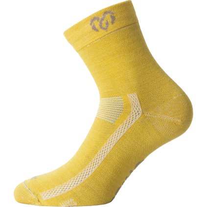 Unisex merino ponožky LASTING WKS hořčicové (Velikost S)