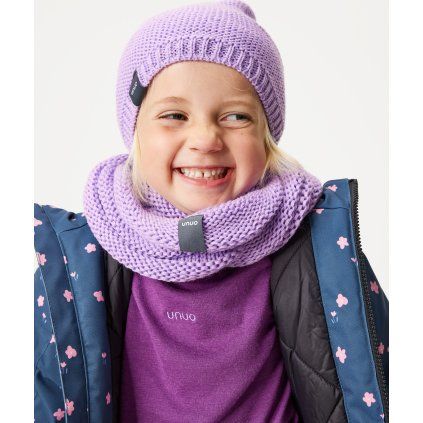 Zimní nákrčník UNUO pletený Wrap, Lila (Velikost UNI)