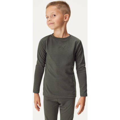 Dětské termo triko UNUO s dlouhým rukávem Comfort, Khaki (Velikost 86/92, Věk 18-24 měsíců)