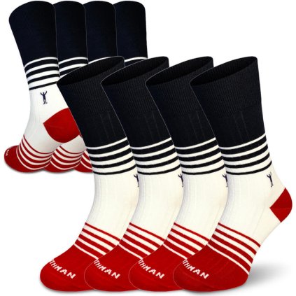 Ponožky merino NORTHMAN Trojan2 4-pack černobíločervené (Velikost 42-44)
