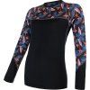 Dámské termo tričko SENSOR Merino impress černá/floral (Velikost S, Barva černá)