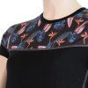 Dámské merino tričko SENSOR impress černé/floral (Velikost S, Barva černá)