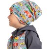 Dětská fleecová čepice UNUO spadená, ZOO na výletě (Velikost S (45 - 48 cm), Věk 1-3 roky)