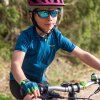 Dětské cyklistické rukavice PROGRESS Solo Mitts petrol/limetka (Velikost 3-4)