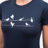 Dámské merino triko SENSOR Merino Active Songbirds modré (Velikost XL, Barva modrá)